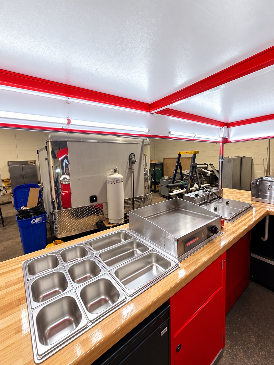 Prep wells and stainless equipment inside