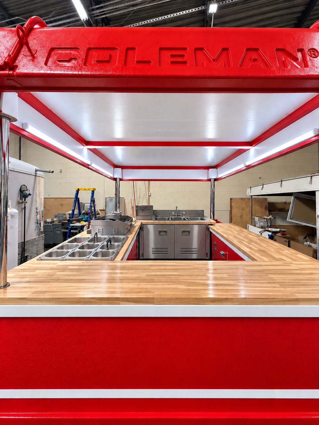 Sink and counter inside the Pop Kart