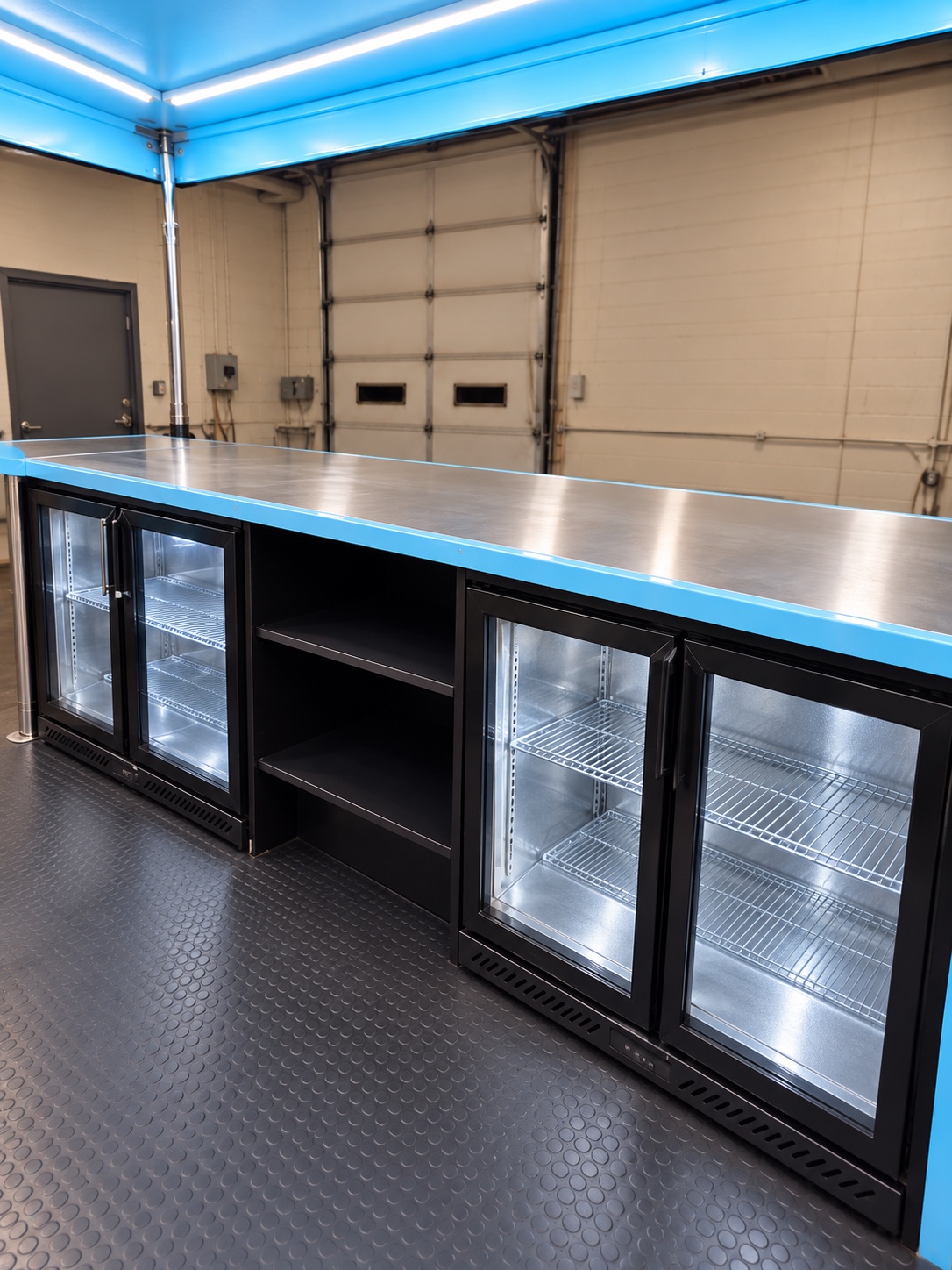 Blue-accent beverage refrigerators