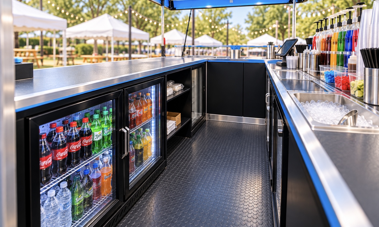 Beverage Pop Kart stocked for service